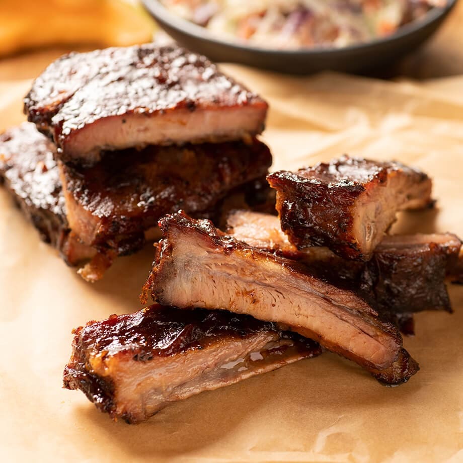 A Guide to Buying Pork 1 Sliced ribs on butcher paper